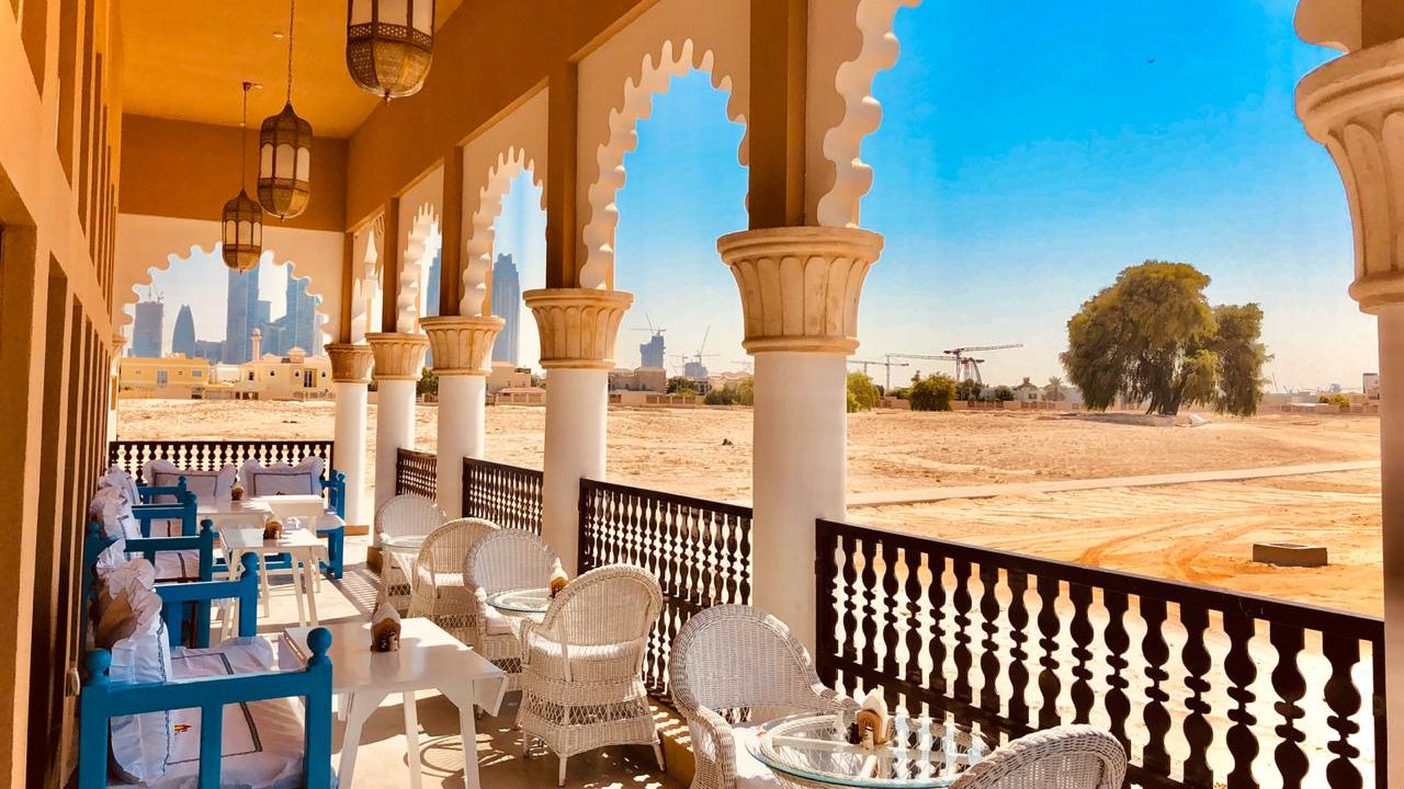 Cozy outdoor seating at Arabian Tea House Restaurants in Dubai