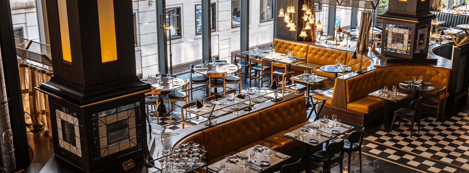 Elegant dining setup at Gordon Ramsay's Bread Street Kitchen Restaurants in Dubai
