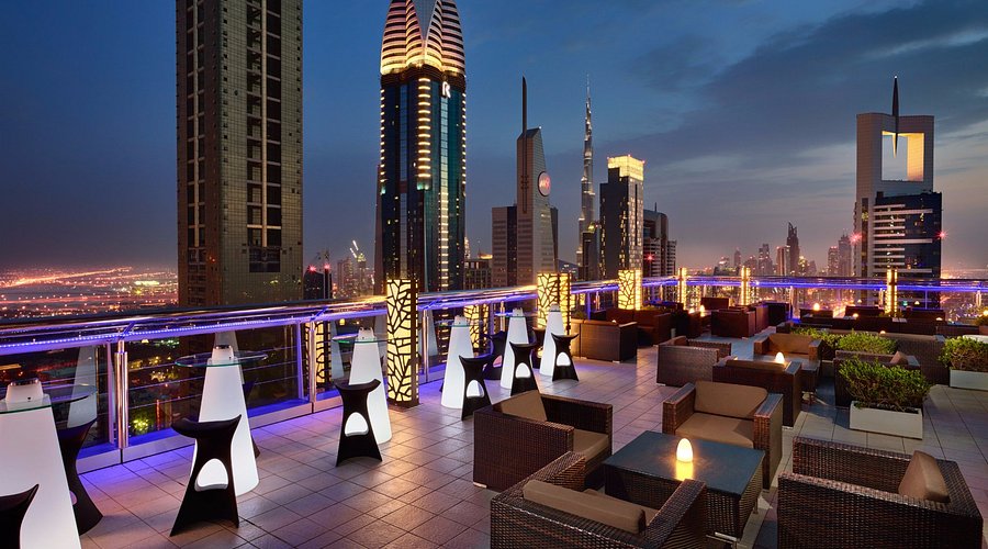 Night view of Dubai from Level 43 Sky Lounge Restaurants in Dubai