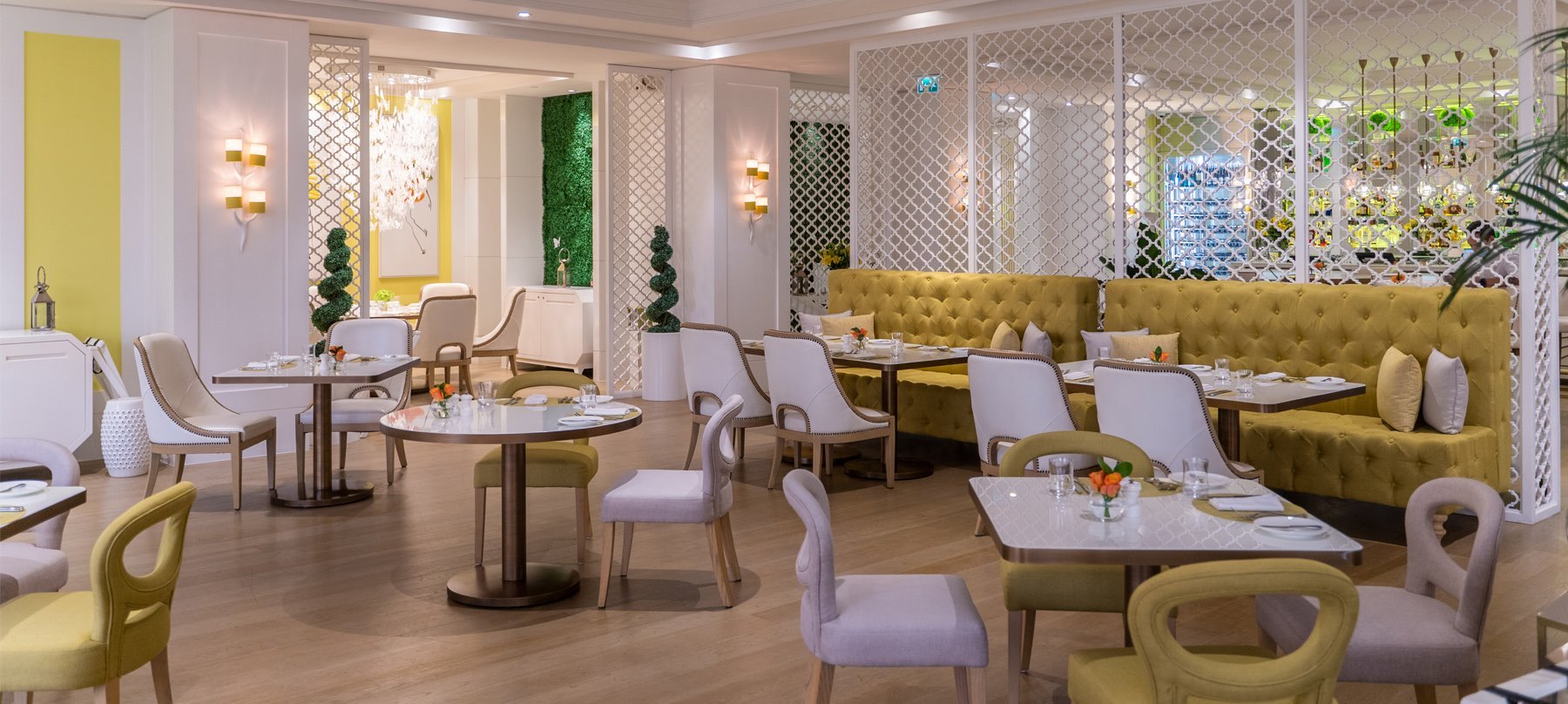 Sophisticated dining setup at Rhodes W1 Restaurants in Dubai
